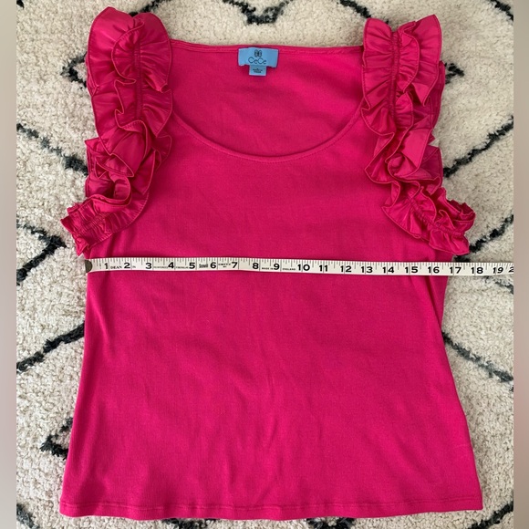 CeCe Pink Ruffle Sleeve Ribbed Tank Top - Picture 8 of 9